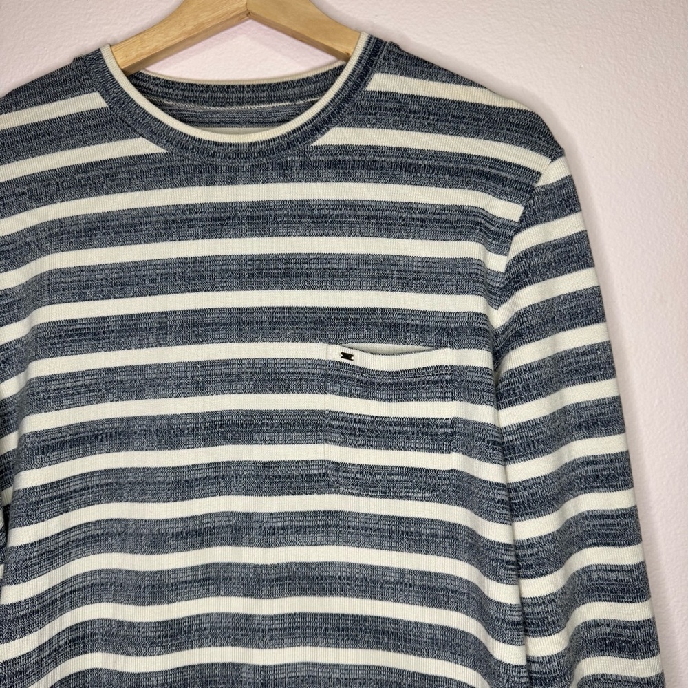 Obey Propaganda Men’s Striped Navy and White Shirt